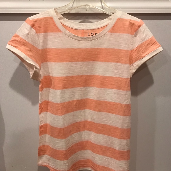 LOFT Tops - Striped Vintage Soft Tee "Coral Sunshine"